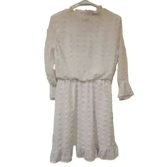 Tacera Women's Off White Swiss Dot Lined Dress - Picture 3 of 5